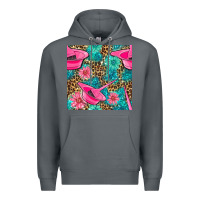 Rock Hairdresser Hair Color Mixing Bowl And Dye Brush With Flowers And Leop Premium Hoodie - BundleAndBundleShop