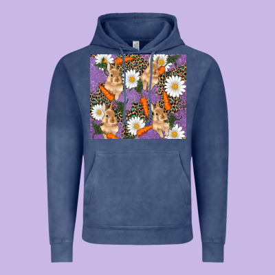 Vintage Hoodie easter bunny carrot daisys leopard glitter