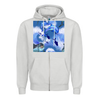 Dove Grey dolphins Zipper Hoodie - BundleAndBundleShop