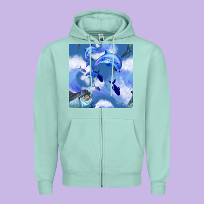 Dolphins Zipper Hoodie Designed By Bundleandbundleshop