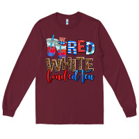 Burgundy red whıte loaded tea Long Sleeve Tee - AdoDesignShop