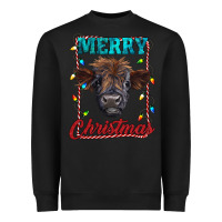 Black merry christmas highland calf baby cow Heavyweight Sweatshirt - RanaPortraitStore