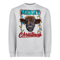 Heather Grey merry christmas highland calf baby cow Heavyweight Sweatshirt - RanaPortraitStore
