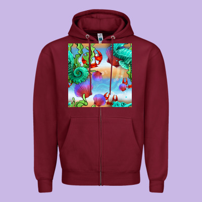 Seahorse And Beach Zipper Hoodie Designed By Bundleandbundleshop