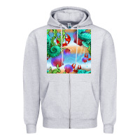 Heather Grey seahorse and beach Zipper Hoodie - BundleAndBundleShop