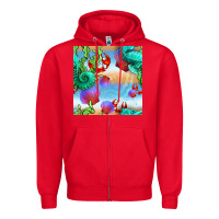 Red seahorse and beach Zipper Hoodie - BundleAndBundleShop