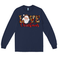 Navy Love Christmas Santa Long Sleeve Tee - JahusDesignShop