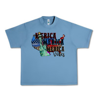 Pebble Blue Merica Merica Merica vibes 4th of july Urban Heavy Tee - CowGirlArtShop