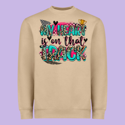 My Heart Is On That Track Heavyweight Sweatshirt Designed By Zillion Design Studio