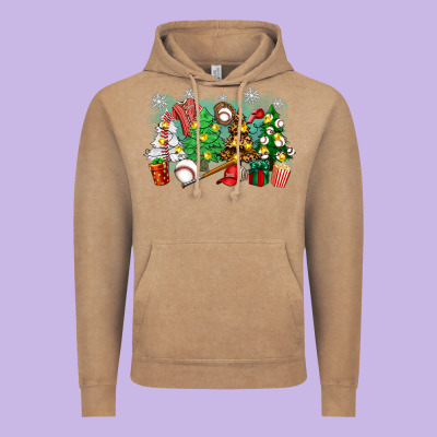 Christmas Trees With Baseball Vintage Hoodie Designed By Zillion Design Studio