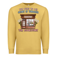 Antique Gold the way to my heart is through the bookstore Premium Sweatshirt - MaliasSmallBusiness
