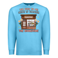 Ocean Blue the way to my heart is through the bookstore Premium Sweatshirt - MaliasSmallBusiness