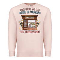 Pale Pink the way to my heart is through the bookstore Premium Sweatshirt - MaliasSmallBusiness