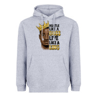 Heather Grey hustle like a boss live like a king malia Heavyweight Hoodie - MaliasSmallBusiness