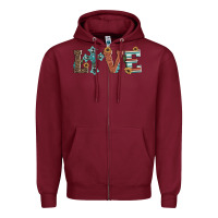Burgundy western love with cross Zipper Hoodie - Artiststas