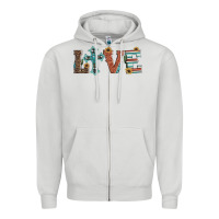 Dove Grey western love with cross Zipper Hoodie - Artiststas