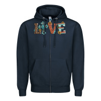 Navy western love with cross Zipper Hoodie - Artiststas