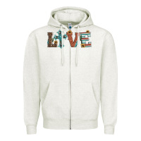 Oatmeal Heather western love with cross Zipper Hoodie - Artiststas