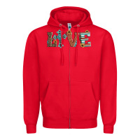 Red western love with cross Zipper Hoodie - Artiststas