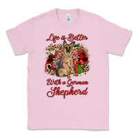 Bubblegum Pink Christmas life is better with a german shepherd Classic Tee - JahusDesignShop