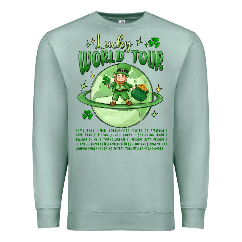 Lucky World Tour St. Patricks Day Premium Sweatshirt by MaliasSmallBusiness | Teevron