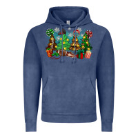 Vintage Denim christmas trees with football Vintage Hoodie - Zillion Design Studio