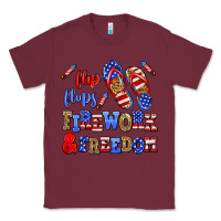 Burgundy flip flops fireworks and freedom Classic Tee - AdoDesignShop