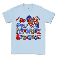 Dusty Blue flip flops fireworks and freedom Classic Tee - AdoDesignShop
