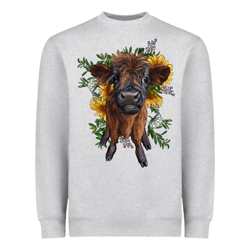 Highland Cow With Sunflower Heavyweight Sweatshirt by RanaPortraitStore | Teevron