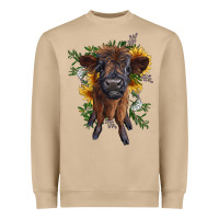 Mushroom highland cow with sunflower Heavyweight Sweatshirt - RanaPortraitStore
