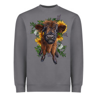 Storm highland cow with sunflower Heavyweight Sweatshirt - RanaPortraitStore