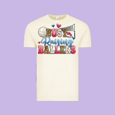 Busy Raising Ballers Volleyball Vintage Tee Designed By Zillion Design Studio