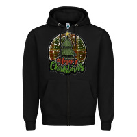 Black happy christmas black Zipper Hoodie - JahusDesignShop