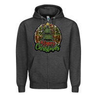 Charcoal Heather happy christmas black Zipper Hoodie - JahusDesignShop