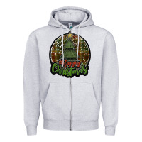 Heather Grey happy christmas black Zipper Hoodie - JahusDesignShop