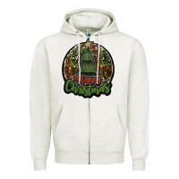 Oatmeal Heather happy christmas black Zipper Hoodie - JahusDesignShop