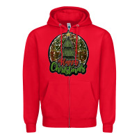 Red happy christmas black Zipper Hoodie - JahusDesignShop