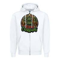 White happy christmas black Zipper Hoodie - JahusDesignShop