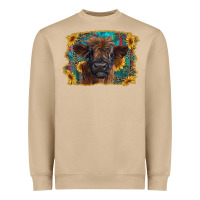 Mushroom highland cow calf with western background Heavyweight Sweatshirt - RanaPortraitStore