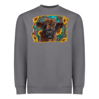 Storm highland cow calf with western background Heavyweight Sweatshirt - RanaPortraitStore