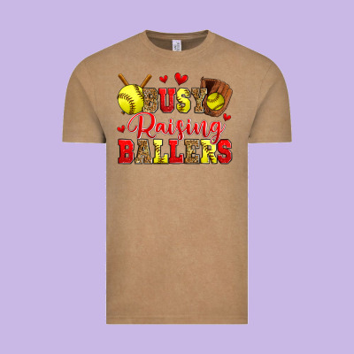 Busy Raising Ballers Softball Vintage Tee Designed By Zillion Design Studio
