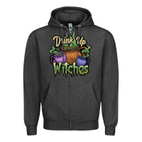 Charcoal Heather Drink up witches white Zipper Hoodie - JahusDesignShop