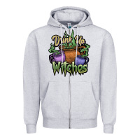 Heather Grey Drink up witches white Zipper Hoodie - JahusDesignShop