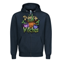 Navy Drink up witches white Zipper Hoodie - JahusDesignShop