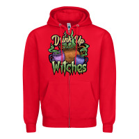 Red Drink up witches white Zipper Hoodie - JahusDesignShop