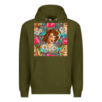 Army Green Hairdresser Western Girl And Hair Curler Seamless Pattern Bbs Premium Hoodie - BundleAndBundleShop