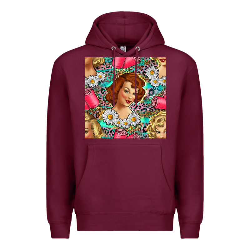 Hairdresser Western Girl And Hair Curler Seamless Pattern Bbs Premium Hoodie by BundleAndBundleShop | Teevron