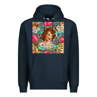 Navy Hairdresser Western Girl And Hair Curler Seamless Pattern Bbs Premium Hoodie - BundleAndBundleShop
