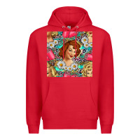 Red Hairdresser Western Girl And Hair Curler Seamless Pattern Bbs Premium Hoodie - BundleAndBundleShop