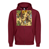 Burgundy aztec bull skull Zipper Hoodie - BundleAndBundleShop